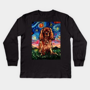 Ruby Cavalier King Charles Spaniel Night Kids Long Sleeve T-Shirt